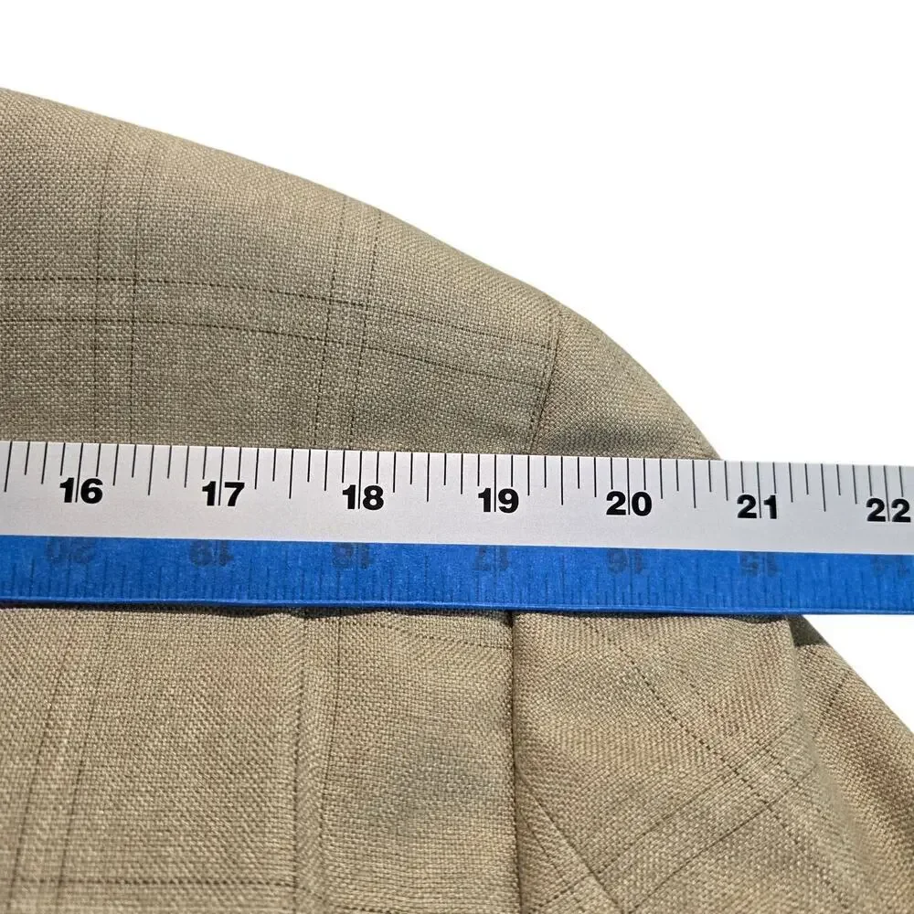 Joseph & Feiss Silk Wool Blend Beige Windowpane Blazer Sports Coat Size 41R